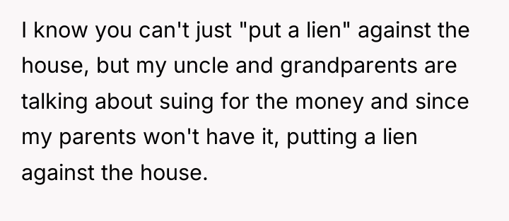 I know you can't just "put a lien" against the...