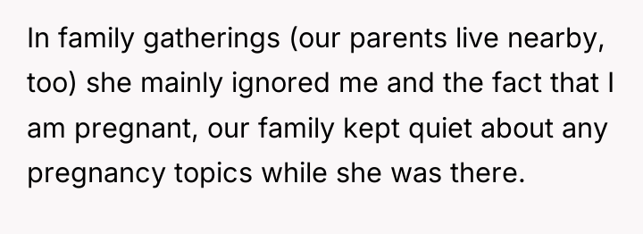 In family gatherings (our parents live nearby, too) she mainly...