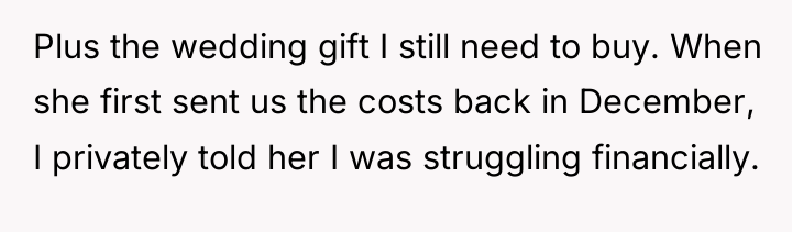 Plus the wedding gift I still need to buy. When...