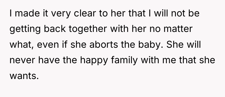 I made it very clear to her that I will...