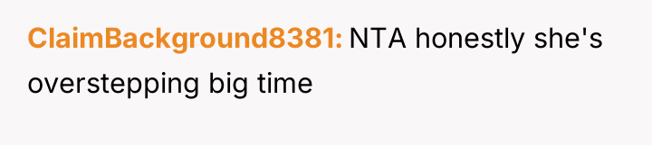 ClaimBackground8381 NTA honestly she's overstepping big time