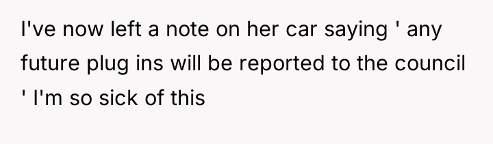 I've now left a note on her car saying '...
