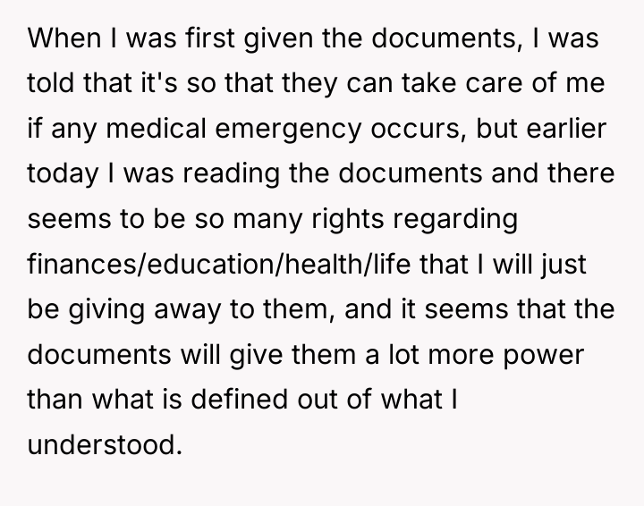 When I was first given the documents, I was told...