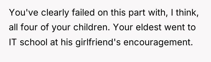 You've clearly failed on this part with, I think, all...