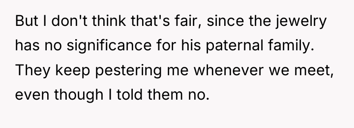 But I don't think that's fair, since the jewelry has...