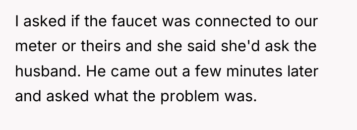 I asked if the faucet was connected to our meter...