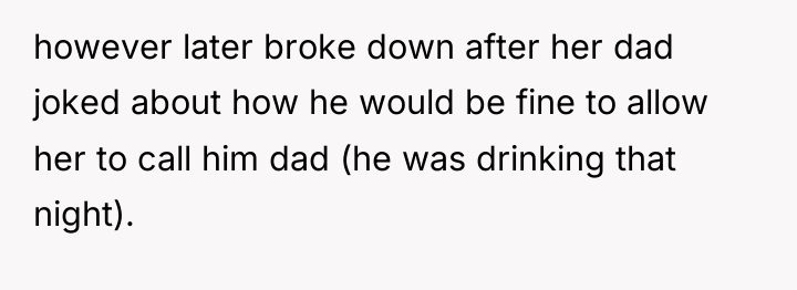 however later broke down after her dad joked about how...