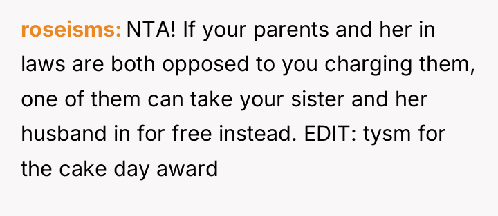 roseisms NTA! If your parents and her in laws are...