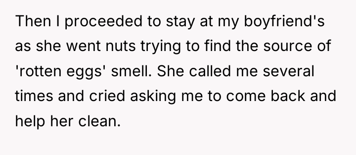 Then I proceeded to stay at my boyfriend's as she...