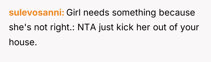 sulevosanni Girl needs something because she's not right.: NTA just...