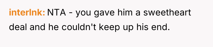 interlnk NTA - you gave him a sweetheart deal and...
