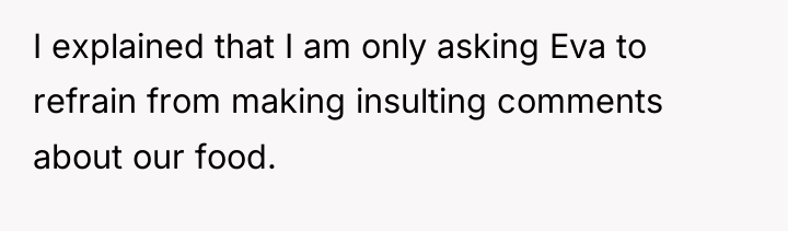 I explained that I am only asking Eva to refrain...