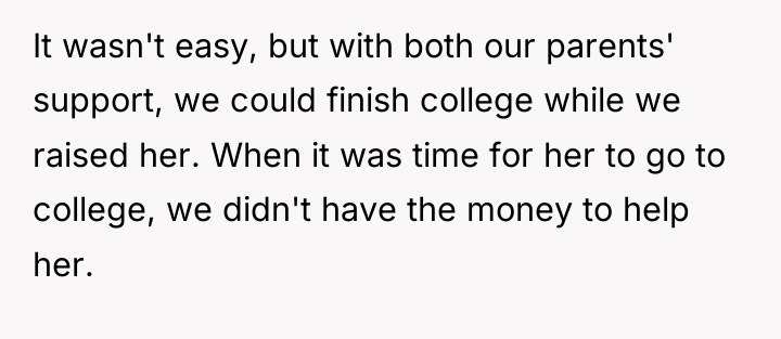 It wasn't easy, but with both our parents' support, we...