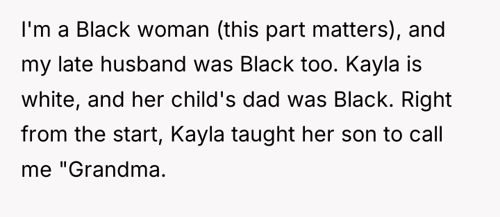 I'm a Black woman (this part matters), and my late...