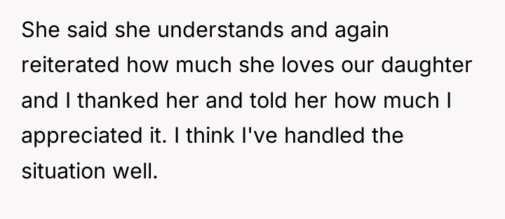 She said she understands and again reiterated how much she...
