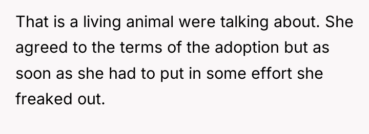 That is a living animal were talking about. She agreed...