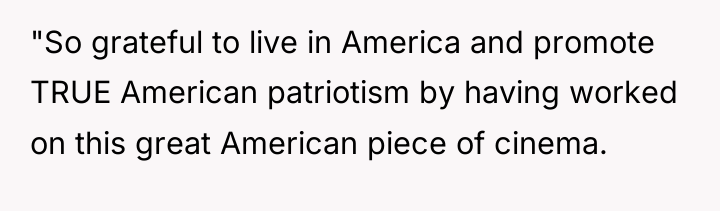 "So grateful to live in America and promote TRUE American...