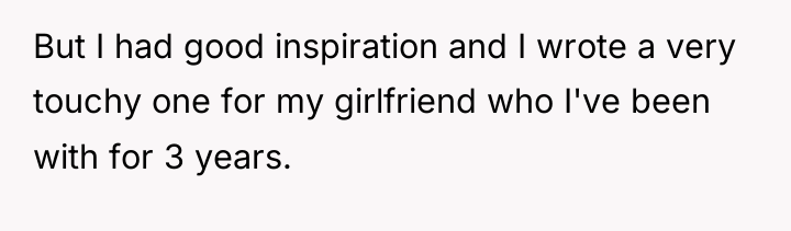 But I had good inspiration and I wrote a very...