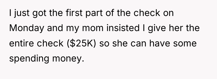 I just got the first part of the check on...