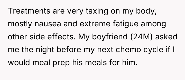 Treatments are very taxing on my body, mostly nausea and...