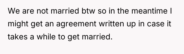 We are not married btw so in the meantime I...