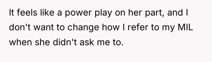 It feels like a power play on her part, and...