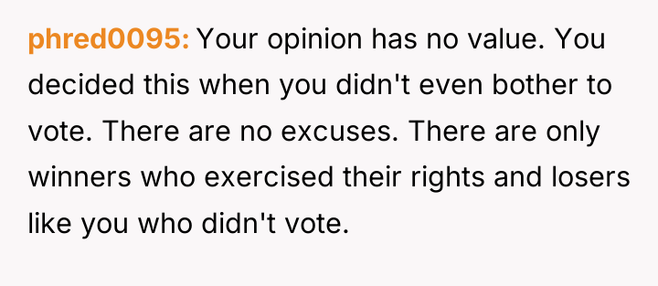 phred0095 Your opinion has no value. You decided this when...