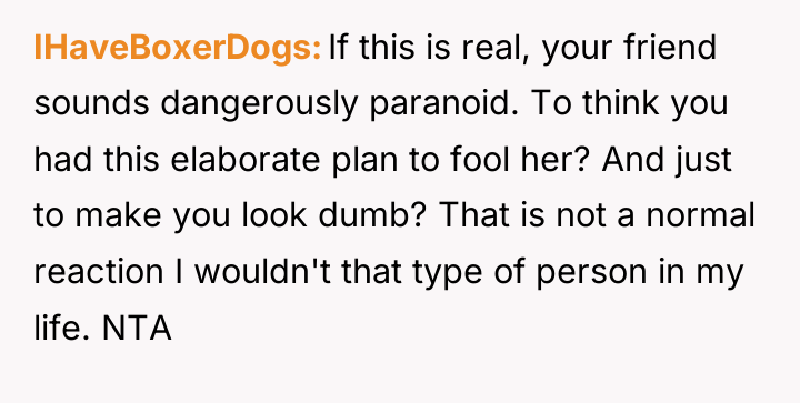 IHaveBoxerDogs If this is real, your friend sounds dangerously paranoid....