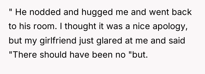 " He nodded and hugged me and went back to...