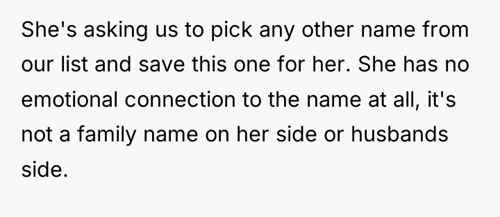 She's asking us to pick any other name from our...