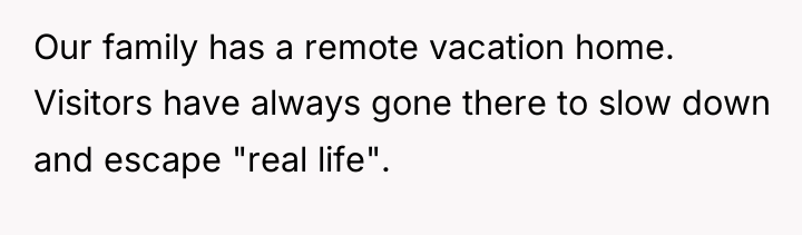 Our family has a remote vacation home. Visitors have always...