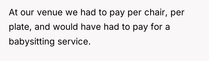 At our venue we had to pay per chair, per...