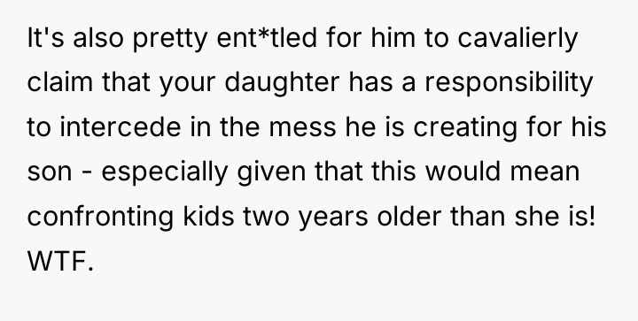 It's also pretty ent*tled for him to cavalierly claim that...