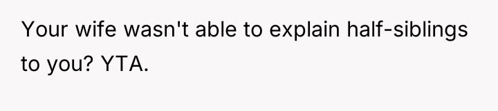 Your wife wasn't able to explain half-siblings to you? YTA.