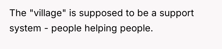 The "village" is supposed to be a support system -...