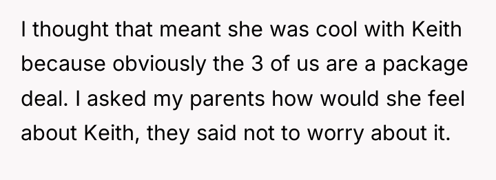 I thought that meant she was cool with Keith because...