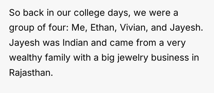 So back in our college days, we were a group...