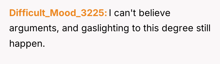 Difficult_Mood_3225 I can't believe arguments, and gaslighting to this degree...
