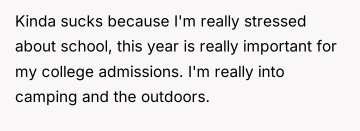 Kinda sucks because I'm really stressed about school, this year...