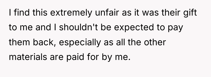 I find this extremely unfair as it was their gift...