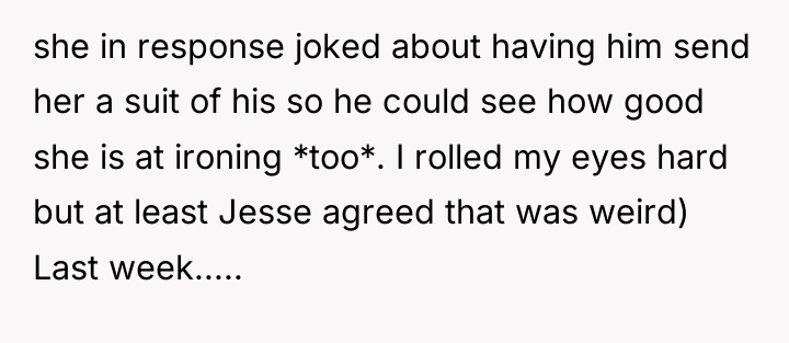 she in response joked about having him send her a...