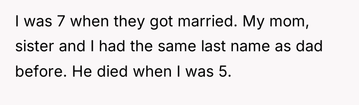 I was 7 when they got married. My mom, sister...