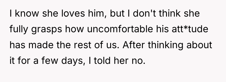 I know she loves him, but I don't think she...