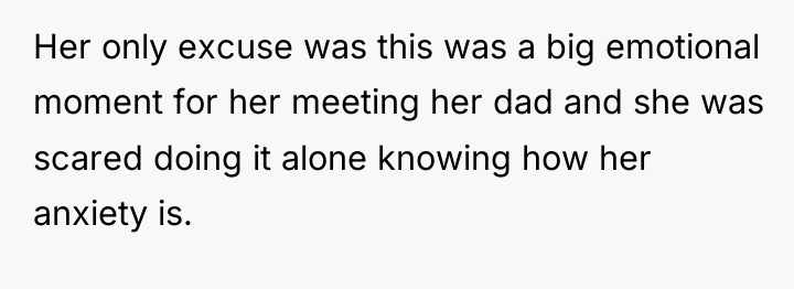Her only excuse was this was a big emotional moment...