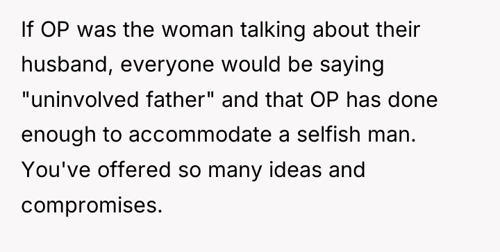 If OP was the woman talking about their husband, everyone...