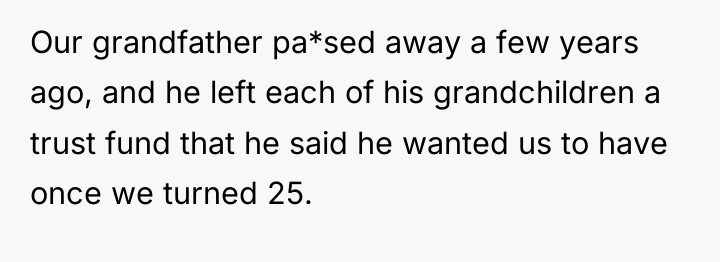 Our grandfather pa*sed away a few years ago, and he...