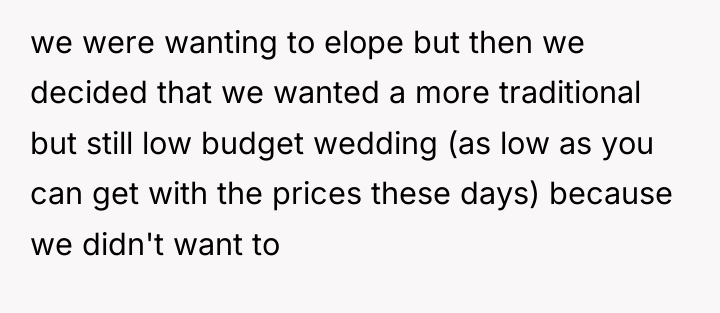 we were wanting to elope but then we decided that...