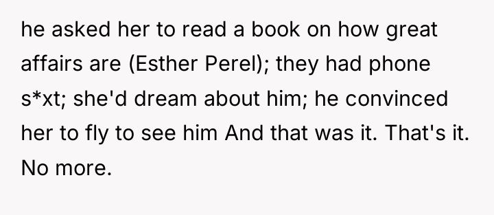 he asked her to read a book on how great...