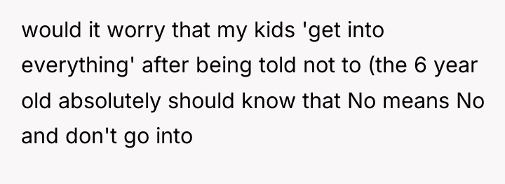 would it worry that my kids 'get into everything' after...