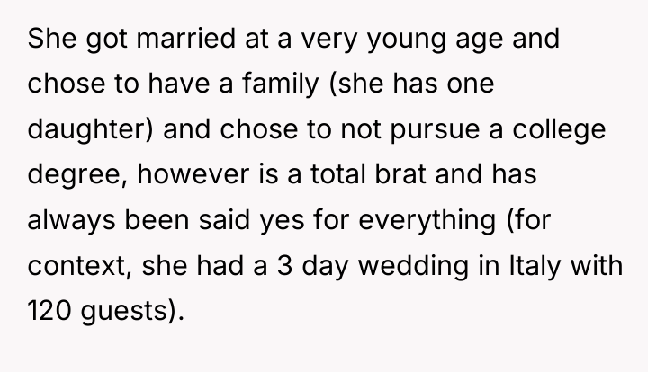 She got married at a very young age and chose...